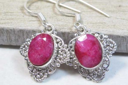 boucles d'oreilles argent et rubis indien